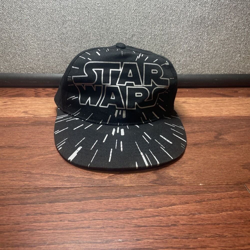 Star Wars Snapback Baseball Cap Hat Adjustable One Size Black Silver Kids Disney